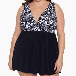Longitude Swimdress Swimsuit Plus Size 18 Black White Swim Wear Beach Resort